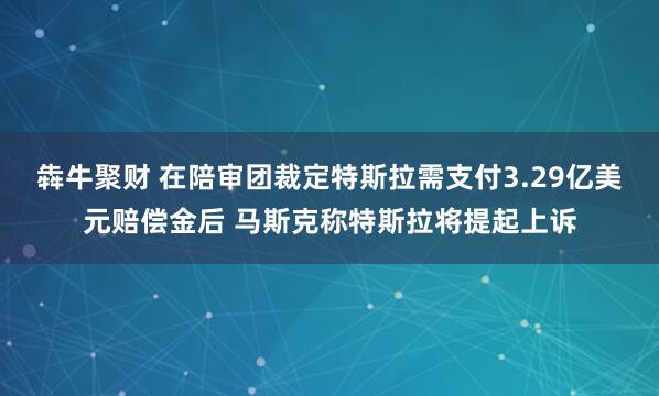 犇牛聚财 在陪审团裁定特斯拉需支付3.29亿美元赔偿金后 马斯克称特斯拉将提起上诉